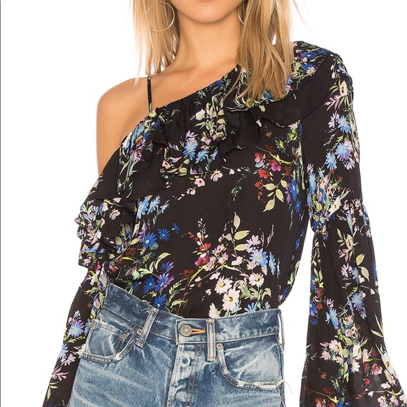 NWT Parker Lima Floral Silk Off-Shoulder - Picture 2 of 5